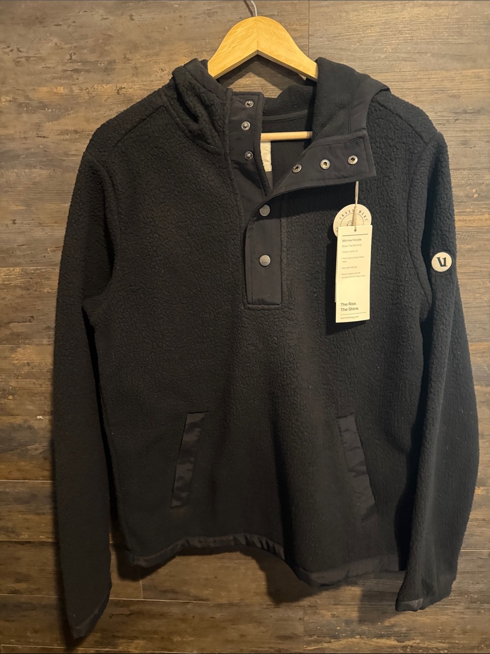 Vuori Morrow Hoodie Mens BLACK Sherpa Fleece Snap Pullover NWT MEDIUM